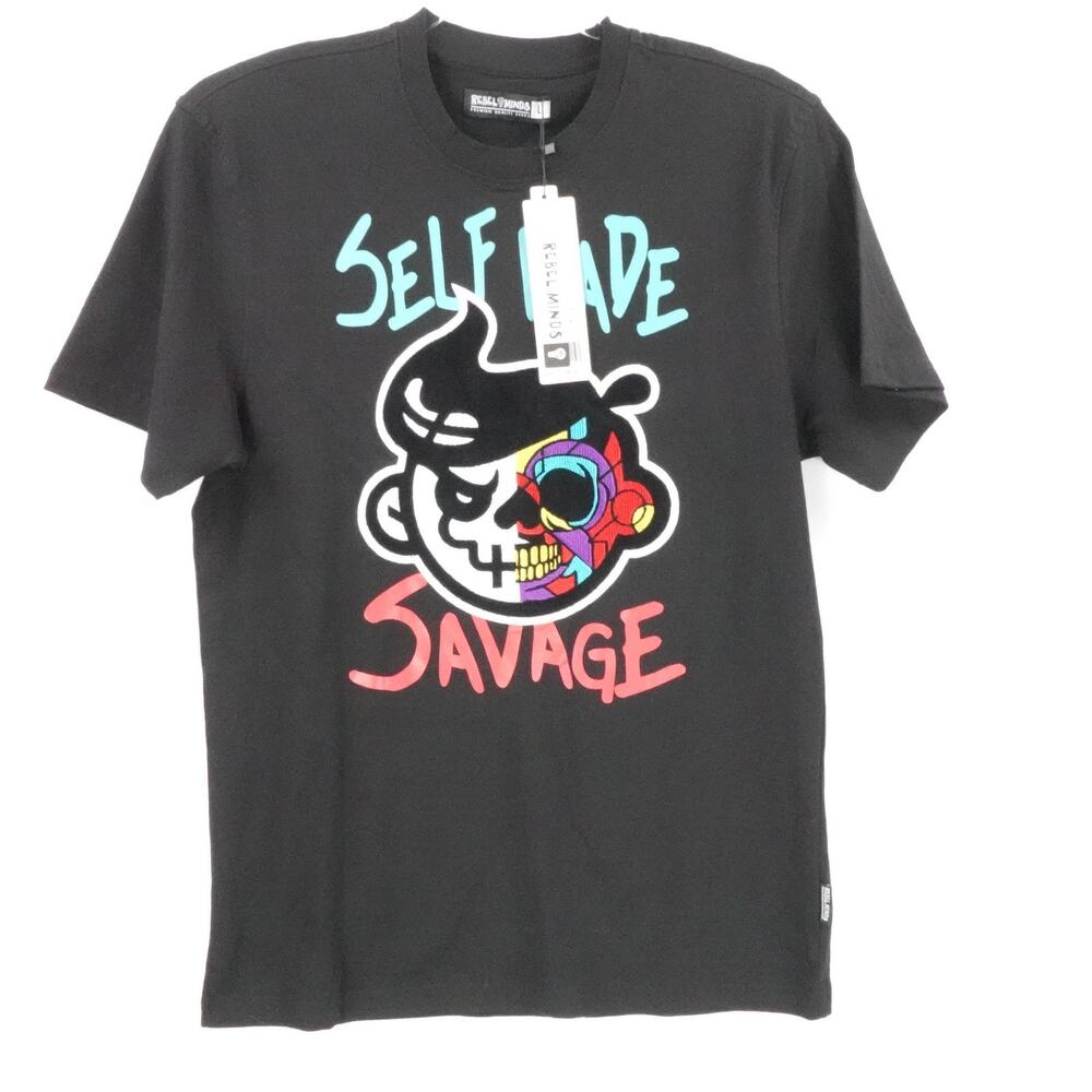 Rebel Minds Shirt Mens Large Black Graphic‎ Tee Skater Streetwear Casual NWT